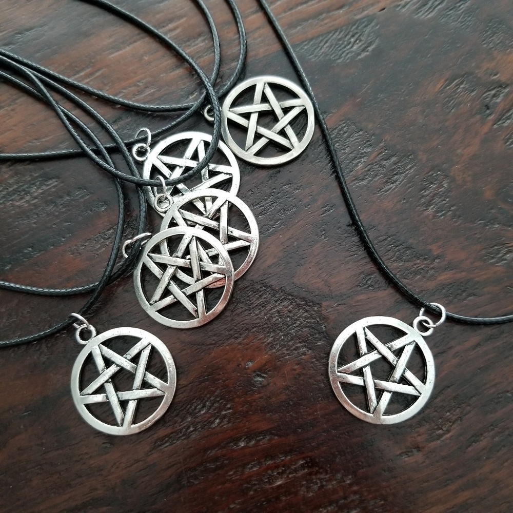 Wicca / Pagan Pentacle Necklace on Black Cord